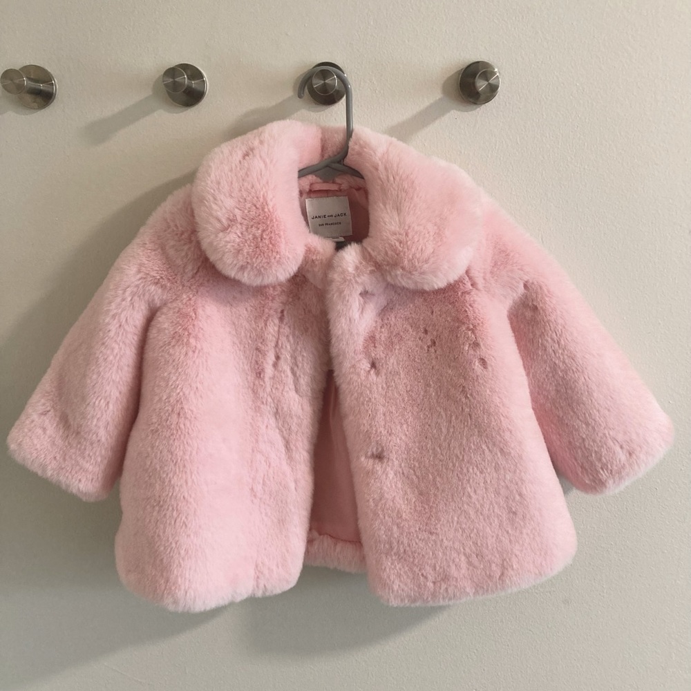 Janie and Jack Pink Faux Fur Coat